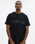 Purple T-Shirt Textured Inside Out Tee Black