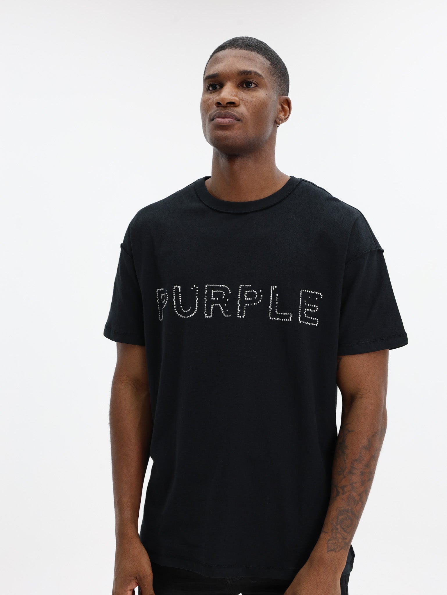 Purple T-Shirt Textured Inside Out Tee Black - AL Capone Premium