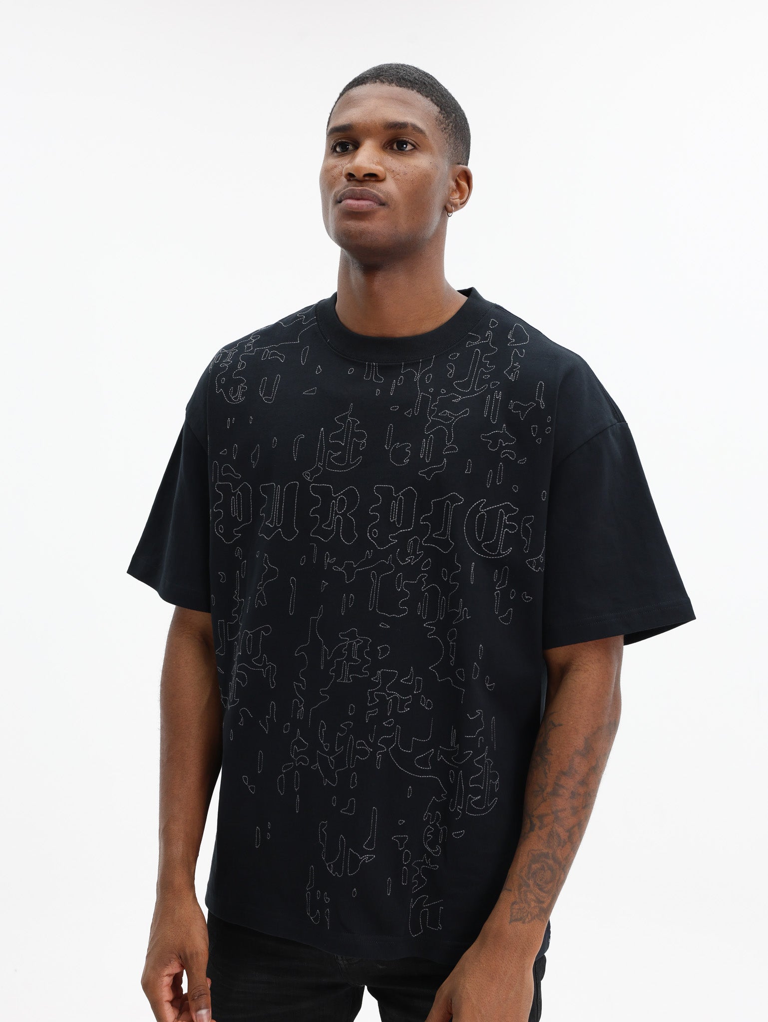 Purple T-Shirt Hwt Jersey Oversized Ss Tee Black - AL Capone Premium
