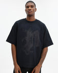Purple T-Shirt Textured Jersey Padded Tee Black