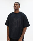 Purple T-Shirt Textured Jersey Padded Tee Black
