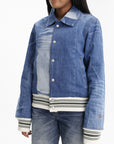 Kenzo Jacket Stripe Band Denim Medium Wash