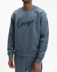 Kenzo Sweater Signature Embroidery Blue
