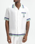 Casablanca Hotel Emblem Cuban Collar Ss Shirt White
