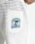 Casablanca Palm Tree Emblem Crochet Shorts White