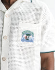 Casablanca Palm Tree Emblem Crochet Shirt White