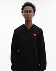 Comme Des Garcons Sweater Red Rhinestone Emblem Black