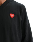 Comme Des Garcons Sweater Red Rhinestone Emblem Black
