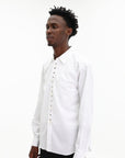 Comme Des Garcons Shirt Studded Button Up White
