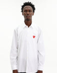 Comme Des Garcons Shirt Play Red Emblem Button Up White