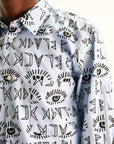 Comme Des Garcons Shirt Long Sleeve Aop Buttondown White-Black