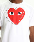 Comme Des Garcons T-Shirt Play Studded Big Heart White
