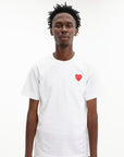Comme Des Garcons T-Shirt Play Emblem Rhinestone Heart White