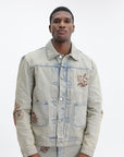 Drole Jacket Denim Brodee Fleurs Dusty