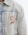 Drole Jacket Denim Brodee Fleurs Dusty