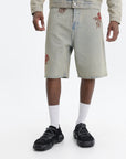 Drole Shorts Denim Brode Fleurs Dusty