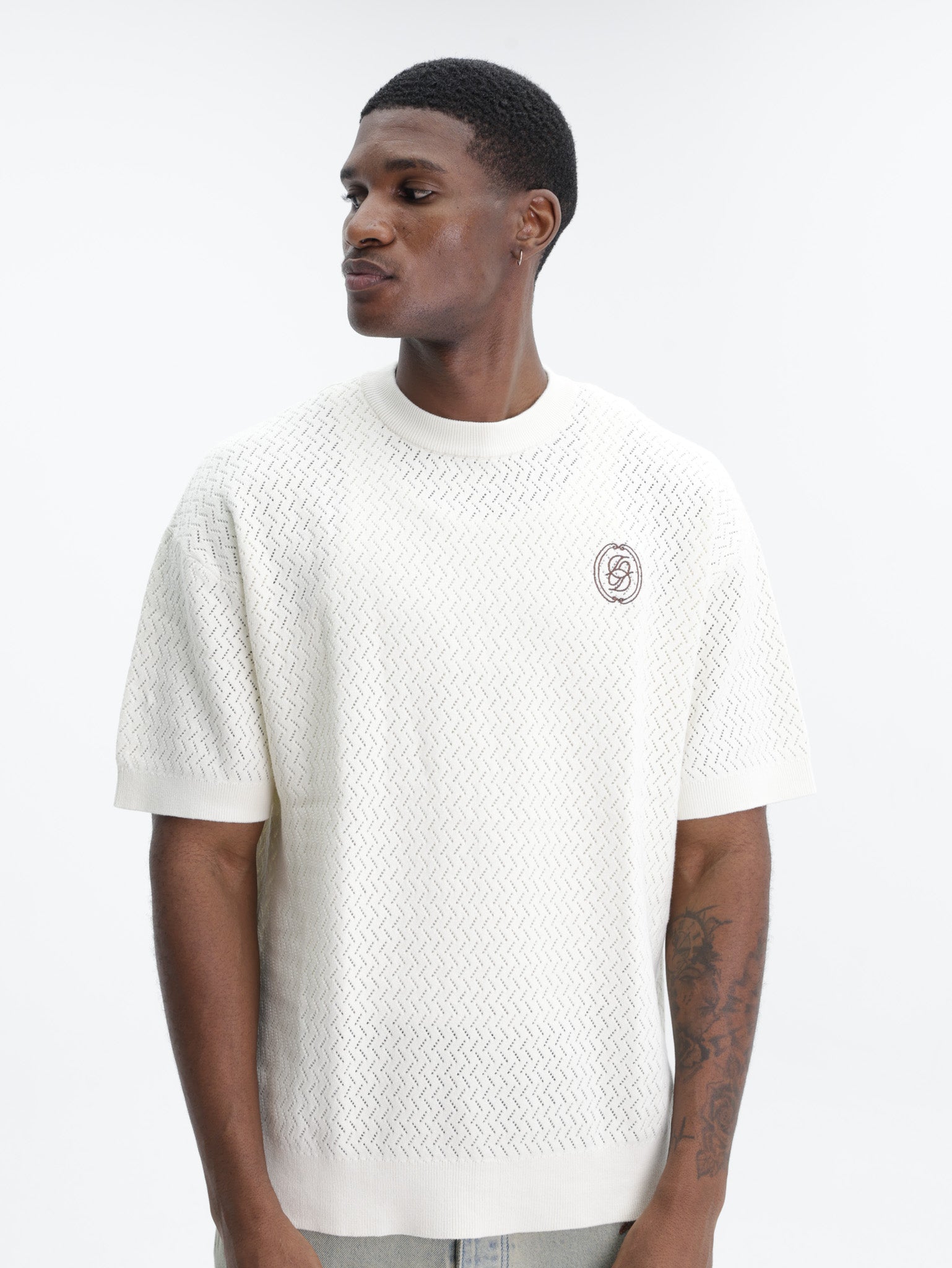 Drole T-Shirt Maille Ajouree D Miroir Off White - AL Capone Premium