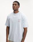 Drole T-Shirt Slogan Calligraphy Light Blue