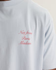 Drole T-Shirt Slogan Calligraphy Light Blue
