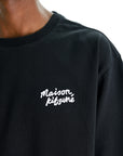 Maison Kitsune T-Shirt Handwriting Embroidery Oversize Black