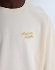 Maison Kitsune T-Shirt Handwriting Embroidery Oversize Stone