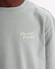 Maison Kitsune T-Shirt Handwriting Embroidery Oversize Mint