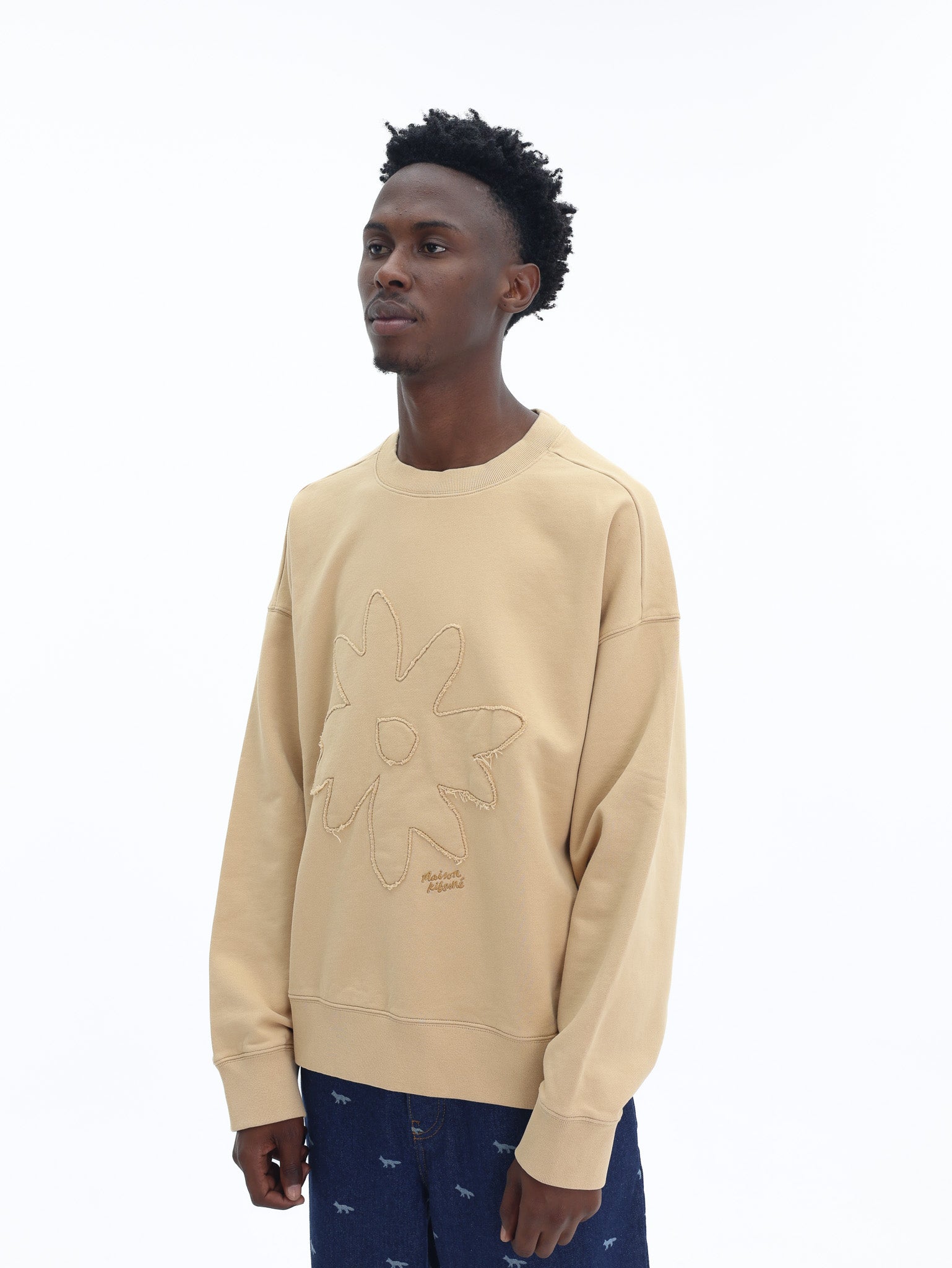 Maison Kitsune Sweatshirt Crafted Daisy Oversize Beige - AL Capone