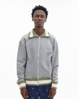 Maison Kitsune Jersey Zipped in Fleece with Knitted Detail Grey