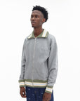 Maison Kitsune Jersey Zipped in Fleece with Knitted Detail Grey
