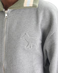 Maison Kitsune Jersey Zipped in Fleece with Knitted Detail Grey