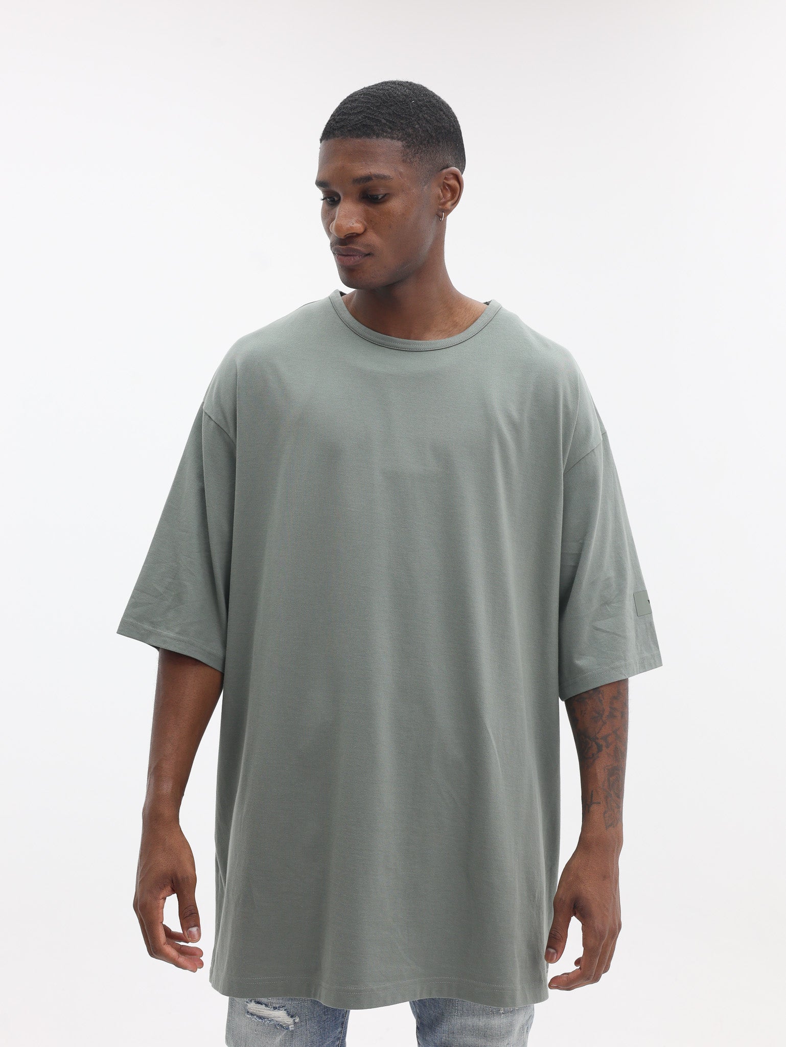 Y-3 T-Shirt Oversized Sleeve Logo Green-AL Capone Premium