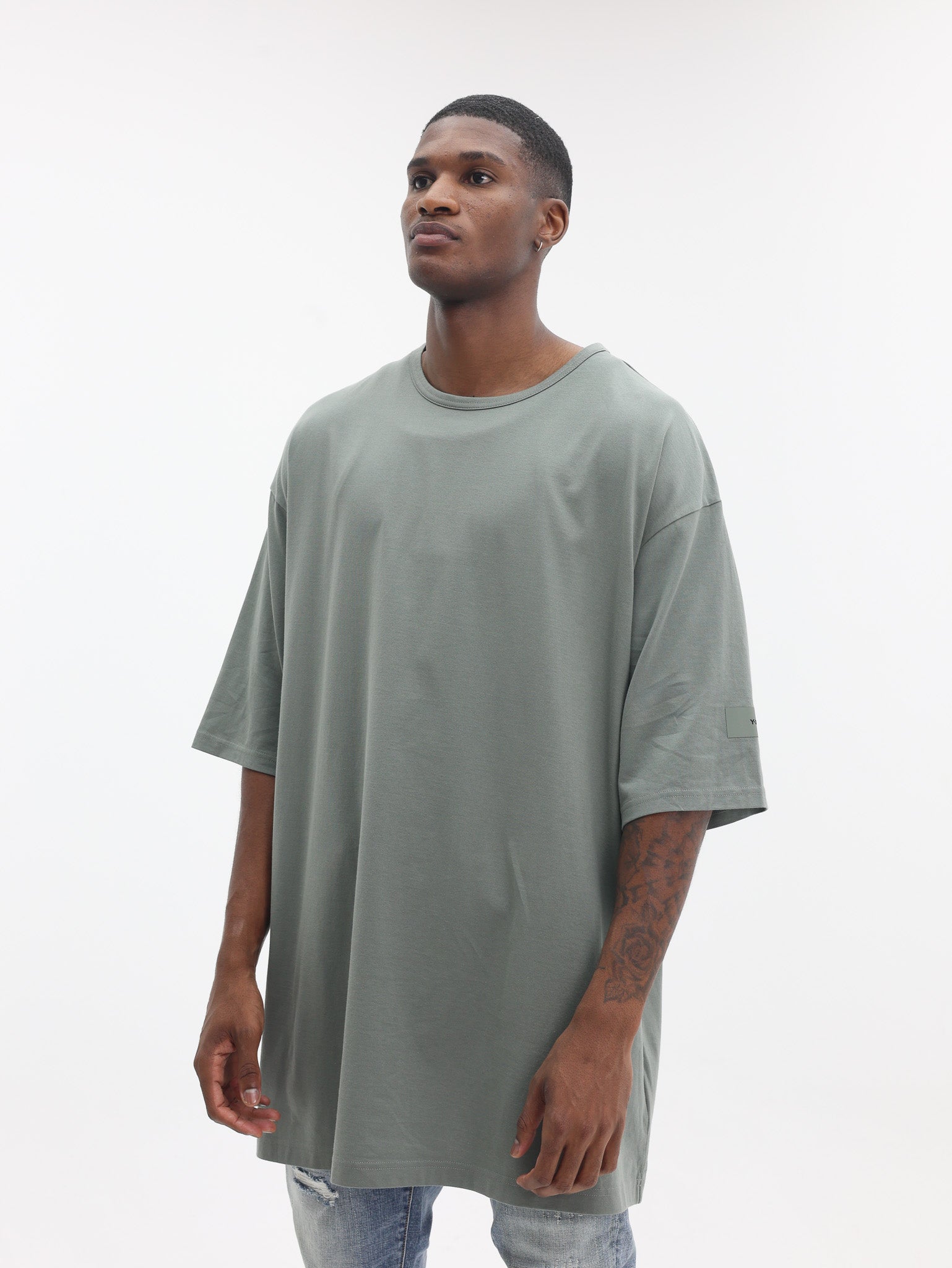 Y-3 T-Shirt Oversized Sleeve Logo Green-AL Capone Premium