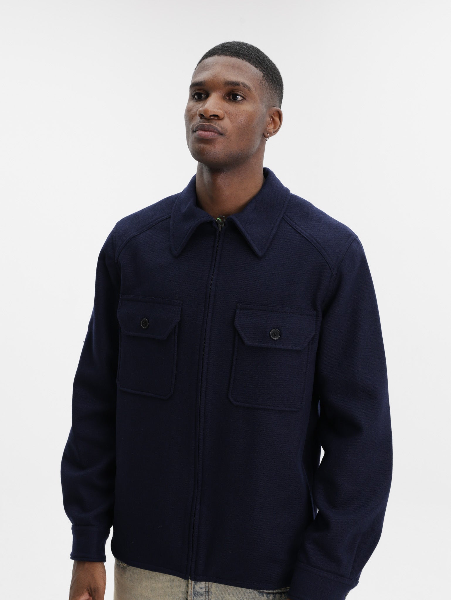 Kenzo Shirt Overshirt Woven Wool Navy Blue - AL Capone Premium