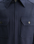 Kenzo Shirt Overshirt Woven Wool Navy Blue