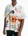 Casablanca Shirt Cuban Collar Ss White Multi Print