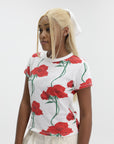 Kenzo T-Shirt Floral Off White-Red