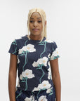 Kenzo T-Shirt Floral Off Navy Blue