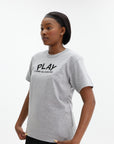 Comme Des Garcons T-Shirt Play Small Text Grey