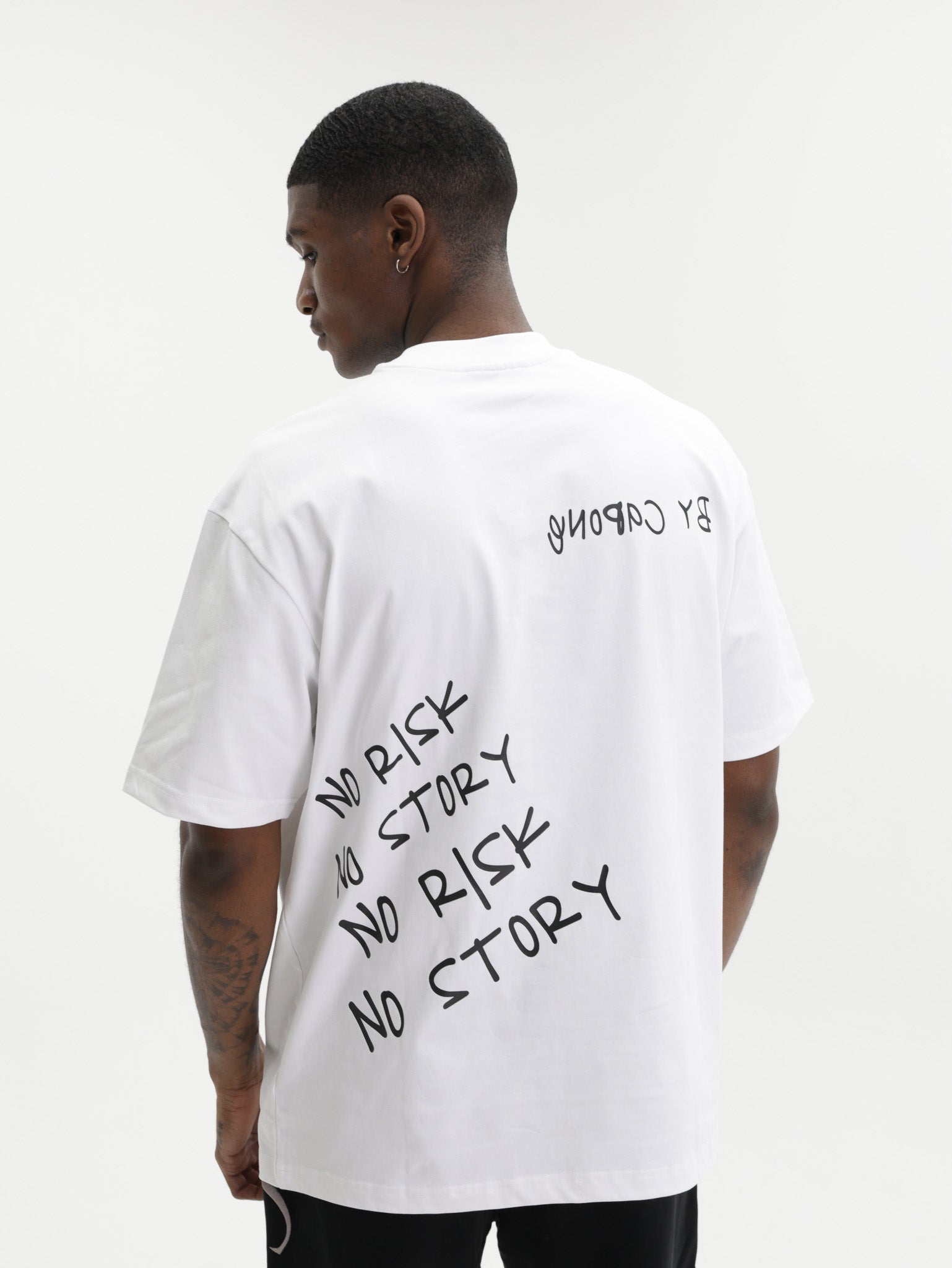 Capone T-Shirt Oversized No Risk No Story White - AL Capone Premium