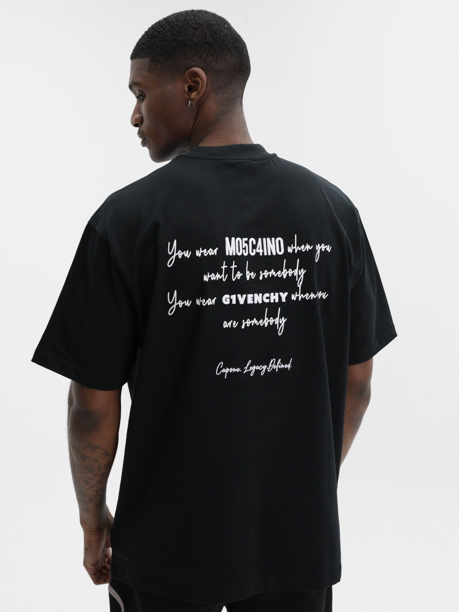 Capone T-Shirt Oversized Back Print Black - AL Capone Premium