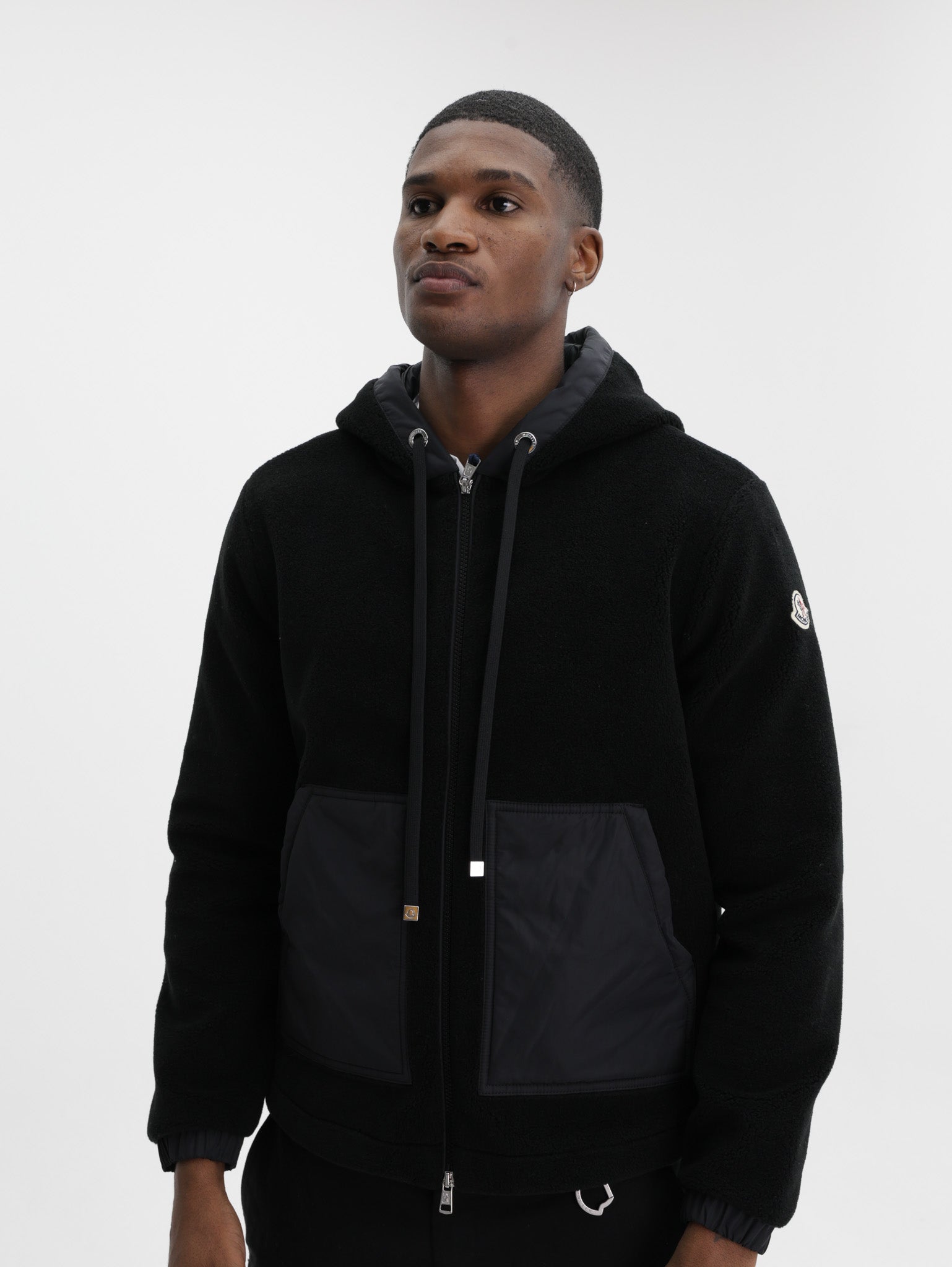 MONCLER BLACKジップアップジャケット Moncler: Black Alpaca & Wool Zip-Up Cardigan | SSENSE