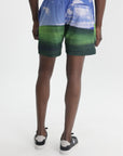 Market Shorts Bliss Mesh Clouds Green-Blue