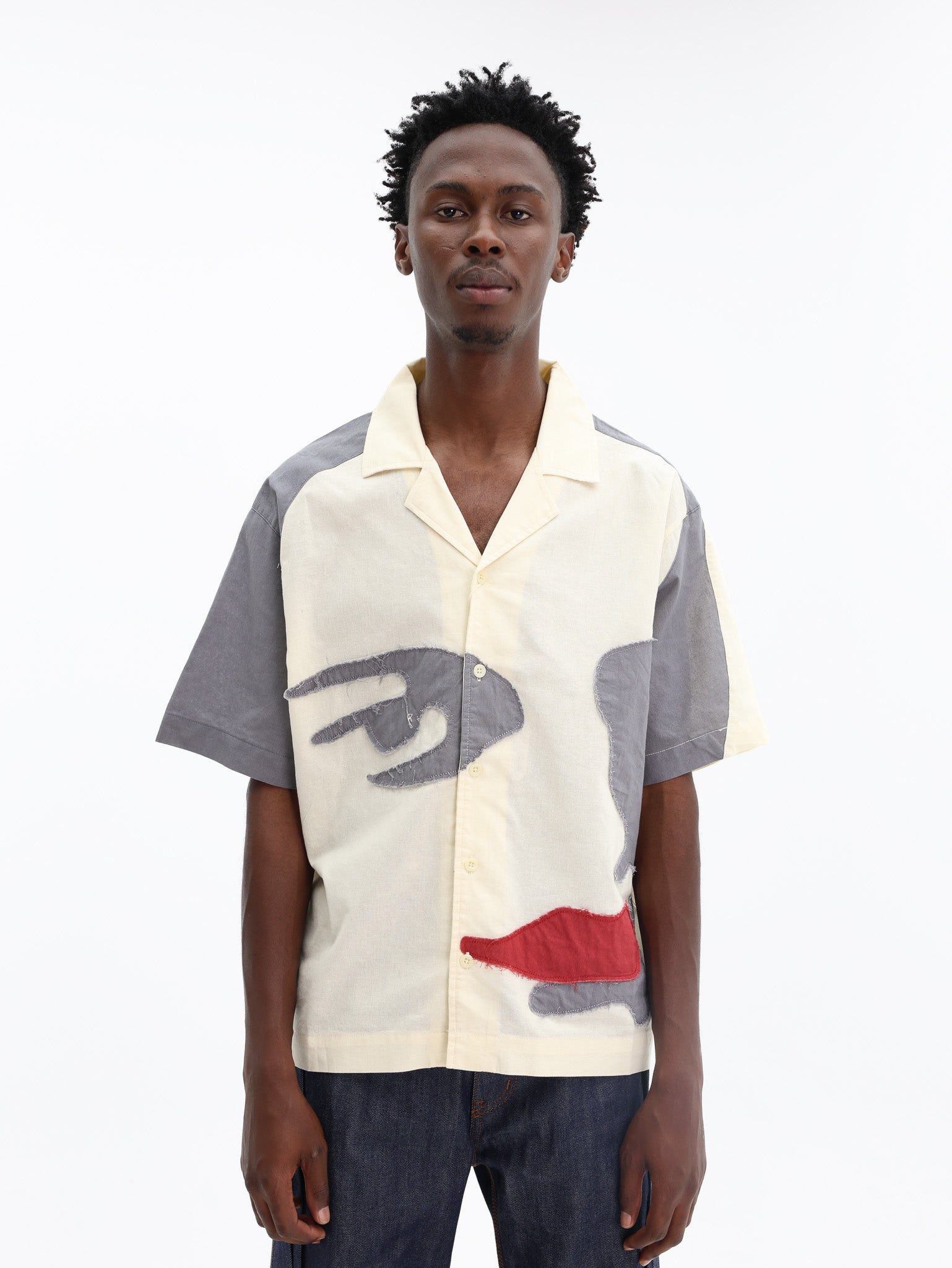 Kidsuper Shirt Patchwork Face Linen Camp Brown - AL Capone Premium