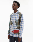 Kidsuper Shirt Patchwork Face Flannel Blue