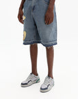 Kidsuper Shorts Face Patchwork Baggy Light Wash