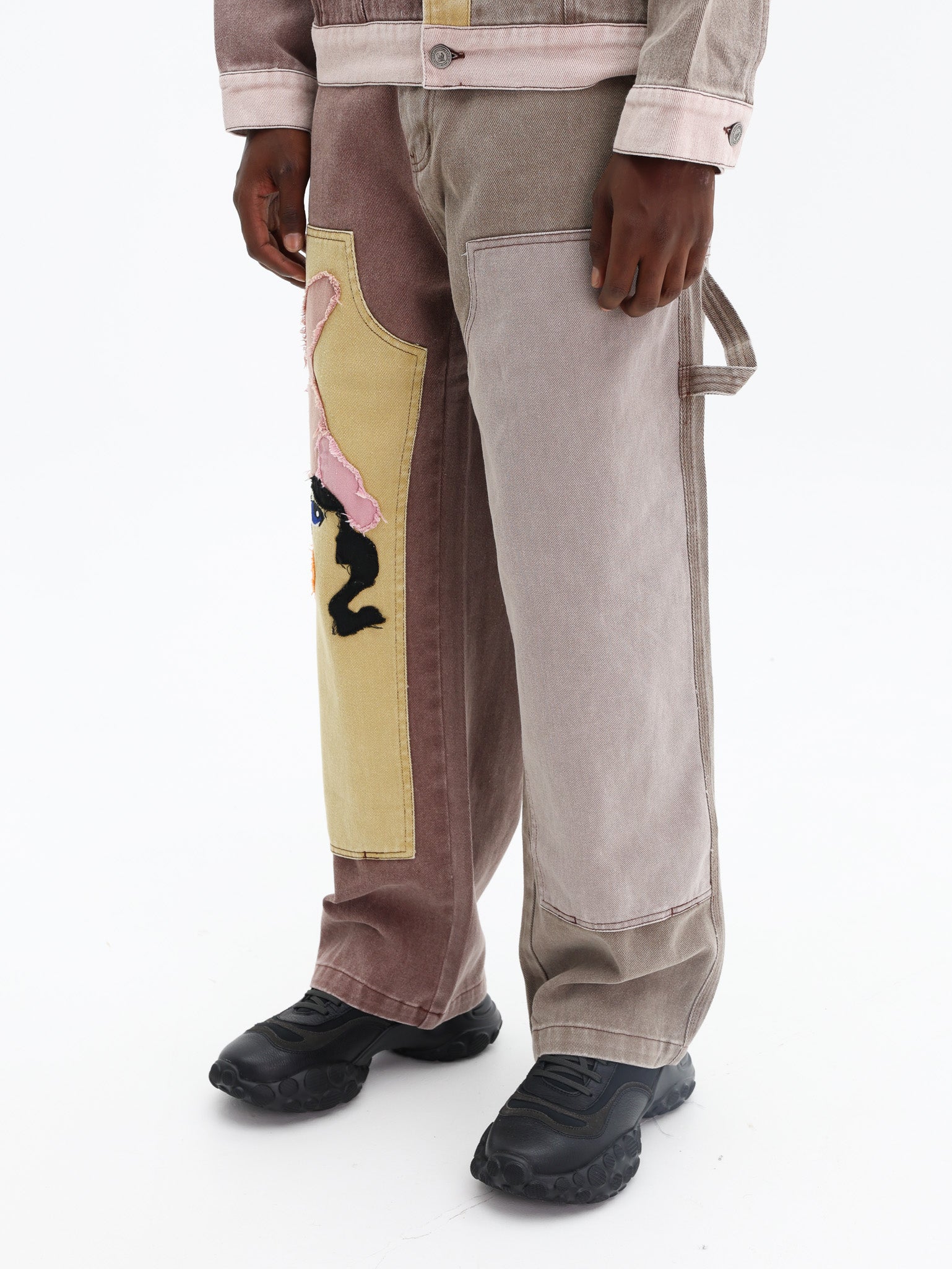 Kidsuper Pants Patchwork Face Double Knee Brown - AL Capone Premium