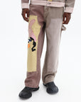 Kidsuper Pants Patchwork Face Double Knee Brown