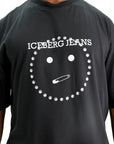 Iceberg T-Shirt Relaxed Fit Smile Print In Logoed Metal Black