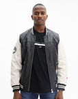 Iceberg Leather-Jacket Lambskin Varsity Black-White