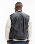 Iceberg Leather-Jacket Lambskin Varsity Black-White